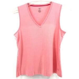 Brooks Brothers 346 Pink Cotton V Neck Sleeveless Tank Top Women's Large